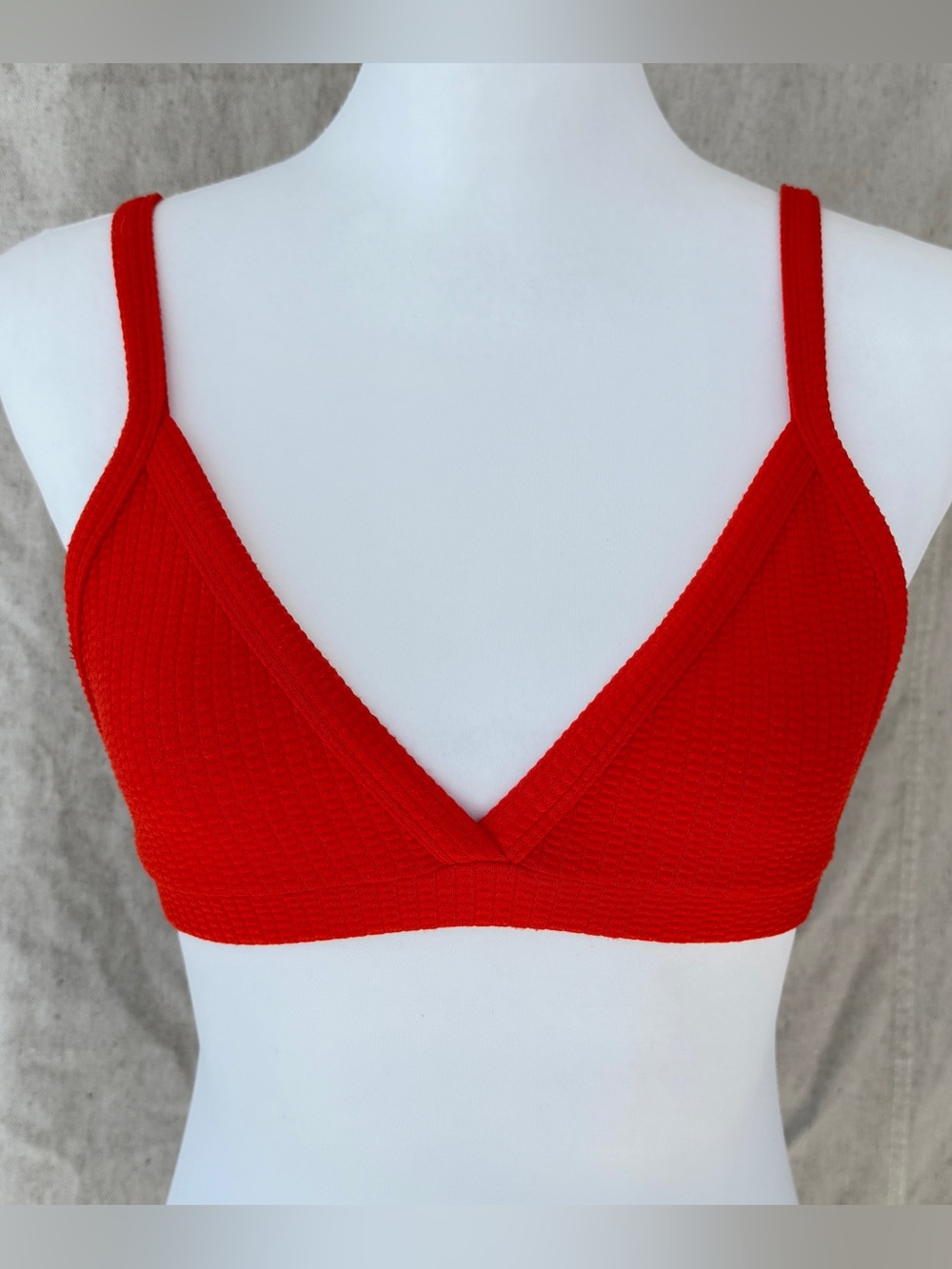 Zara Size Small Orange Textured Bralette Bikini Top Knit